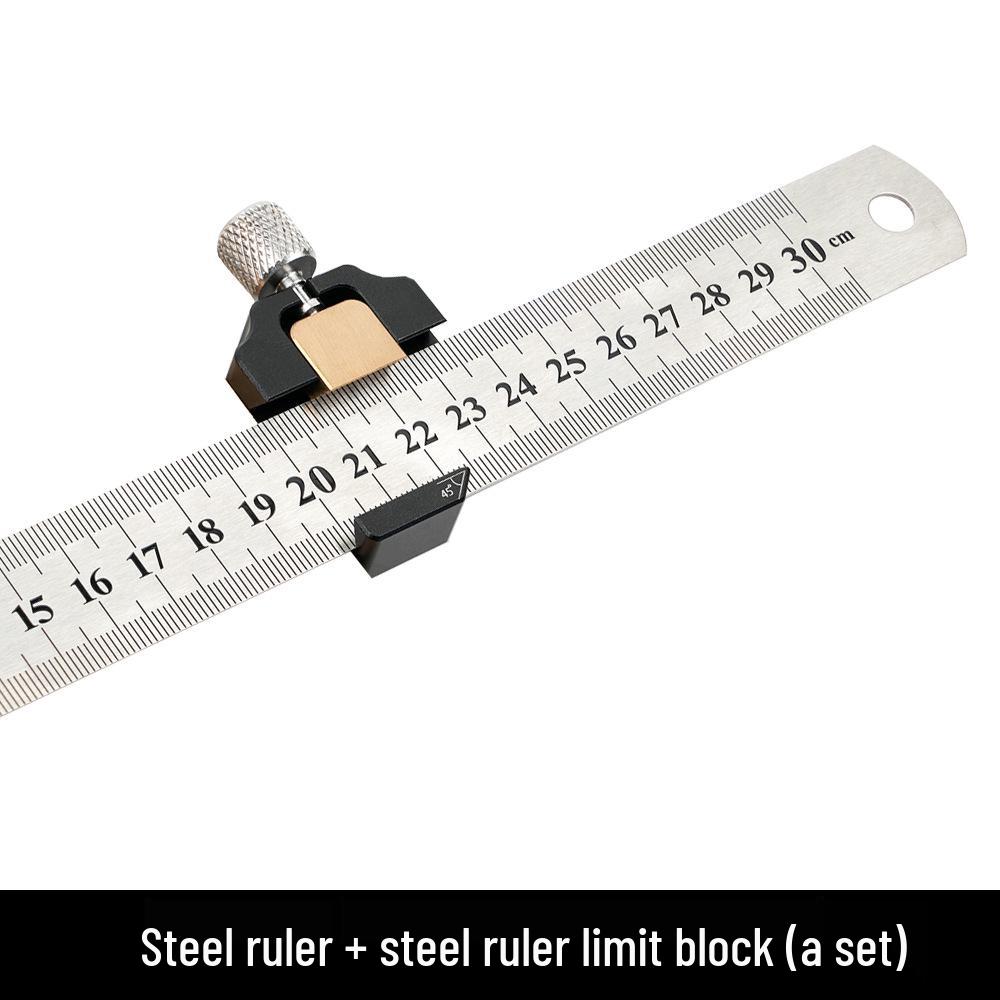 Steel Ruler Positioning Block - 45° Marking Card Positioner & Limit Slider