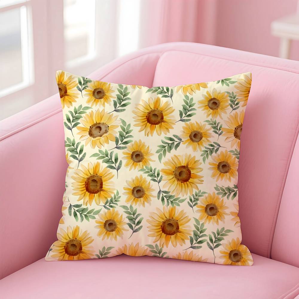 Sunflower Aesthetic Pillow Case Pattern Printing Pillowcase Living Room Sofa Cushion Cover Bedroom Room Decor