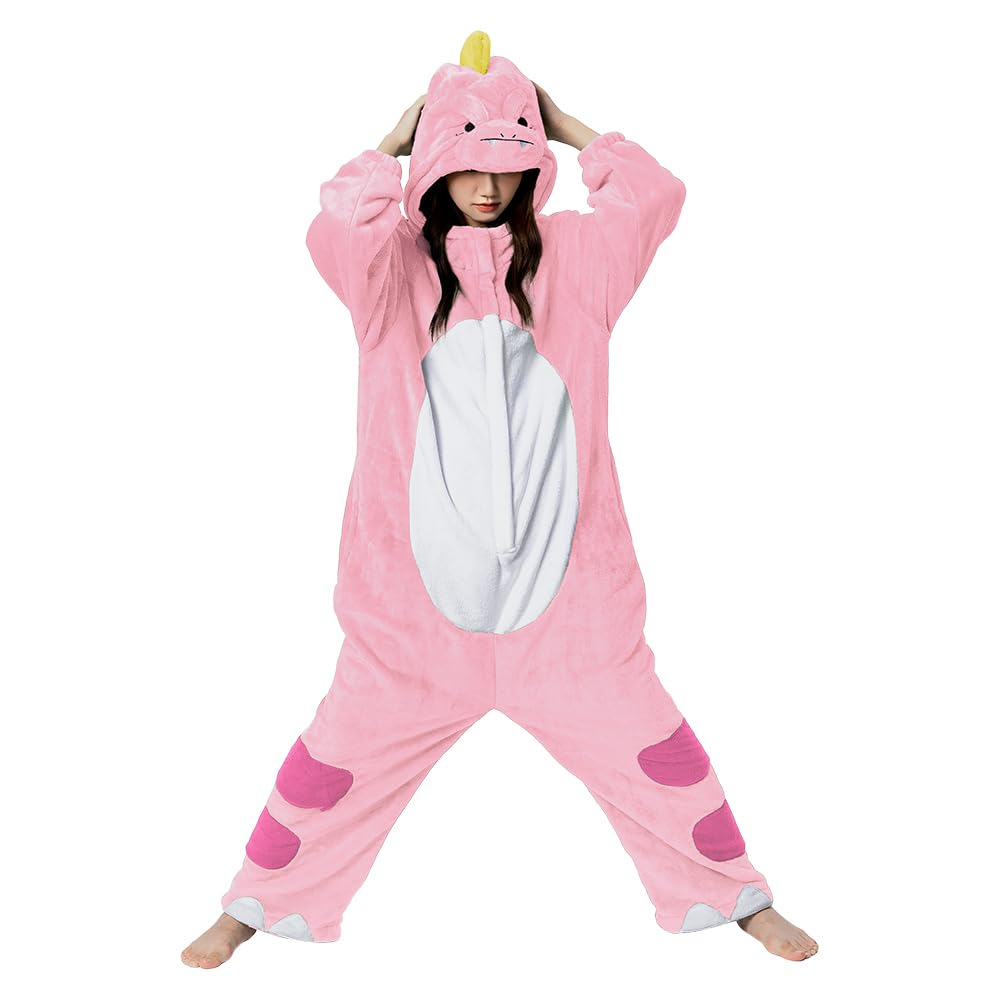 OLAOLA Dinosaur Kigurumi Pajamas for Animal Fluffy Winter Cute Loungewear for Warm and Warm for Cold Weather Flannel Material L Adults, Cosplay,