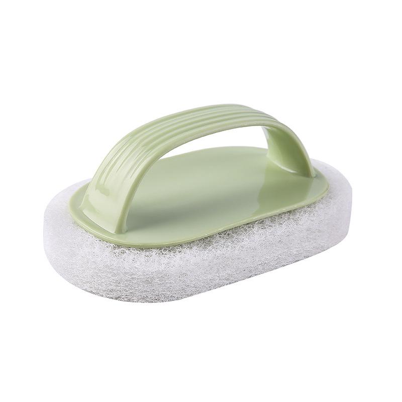 Solid Color Striped Handle Mop: Kitchen & Bathroom Cleaning Sponge with Scouring Pad