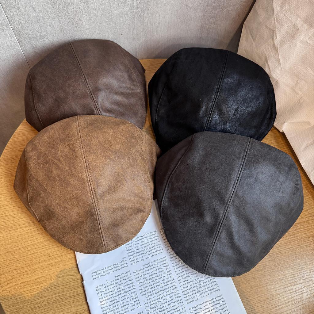 Retro Suede Beret With Solid Color Design Suitable For Teens Matching Daily