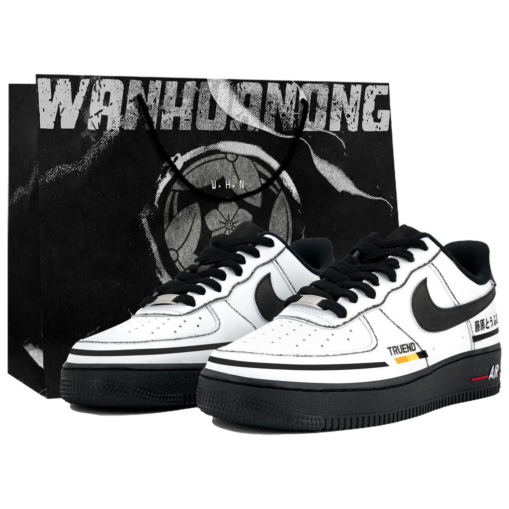 Nike Air Force 1 07 Wan Hua Tang, Drift, Shopping Bag Low top Skateboard Shoes Unisex Black White CW2288-001(Team113-BOX)