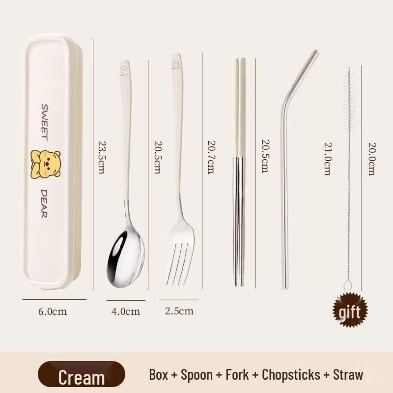 Qiewei 304 Stainless Steel Portable Chopsticks & Spoon Set