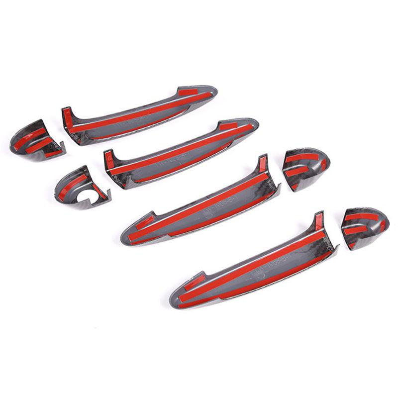 Maniglia Esterna Portiera Auto in Texture Carbonio Trim per BMW Serie 1 3 F20 F30 F31 F35 2013-2015 E90 E92 X1 E84 X3 F26 X5 E70 X6