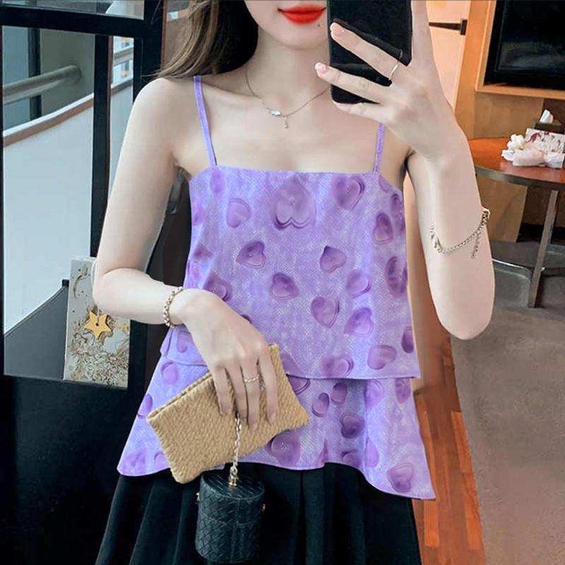 

ZANZEA Женские летние повседневные топы-майки на бретелях без рукавов S фиолетовый