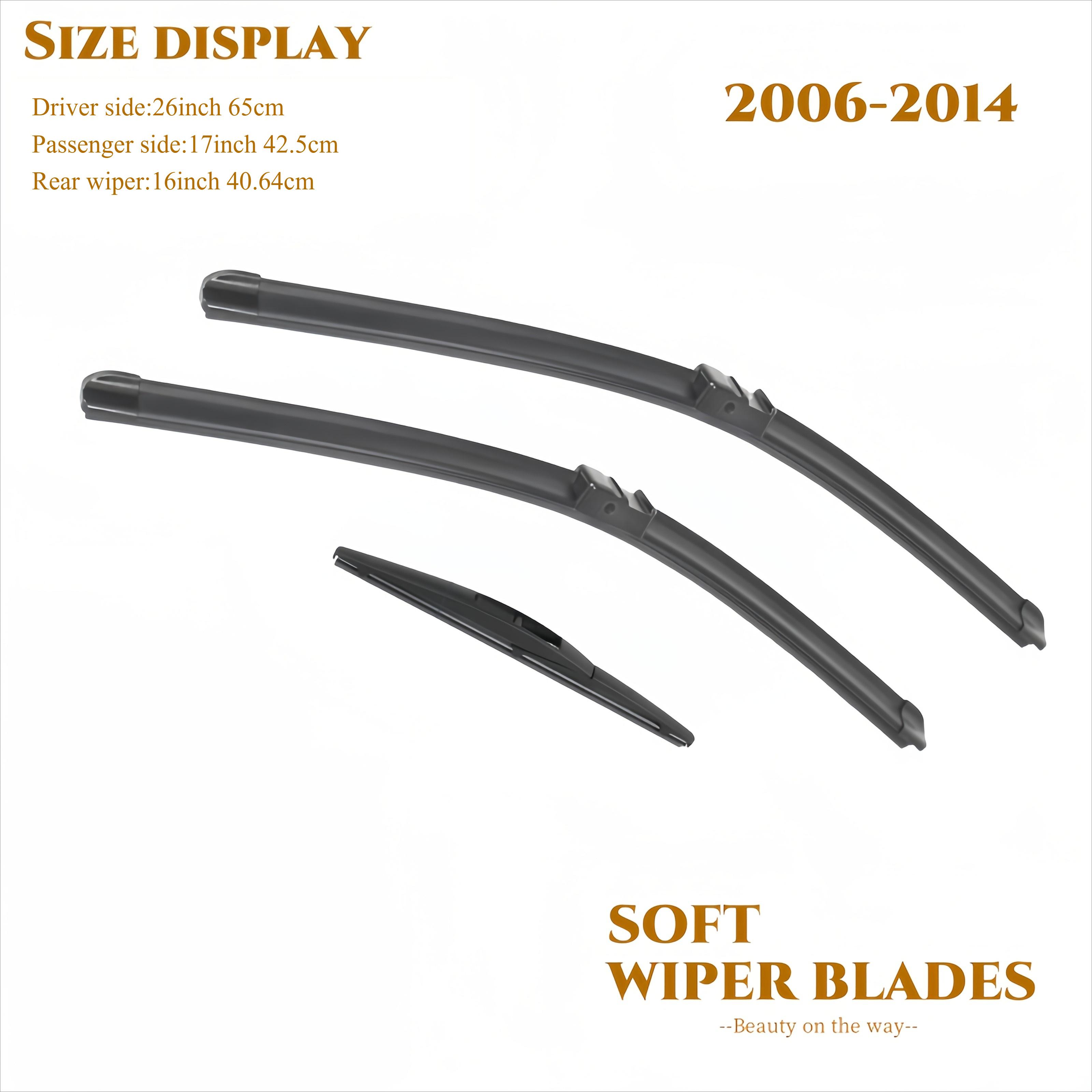

Set of Front And Rear Wiper Blades Suitable for Peugeot 207 Hatchback from 2006-2014, Including Windshield Sizes of 66.04cm, 43.18cm, And 40.64cm Peugeot 207 26 inches+17 inches+16