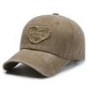 Peaked Cap Men's Sun Hat Retro Spring and Summer Versatile Washed Embroidery Baseball Cap Women's Pink Soft Top Trendy Love New
