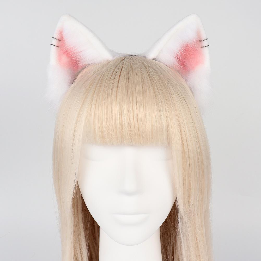 Handmade Faux Cat Ear Headband Cosplay Wear Earrings, Personalized Plush Animal Ear Hair Accessories, Cat Ear and Fox Ear Headbands