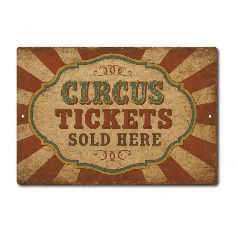Vintage Metal Tin Sign - Circus Tickets Clown Wall Decor for Kitchen Bar Home