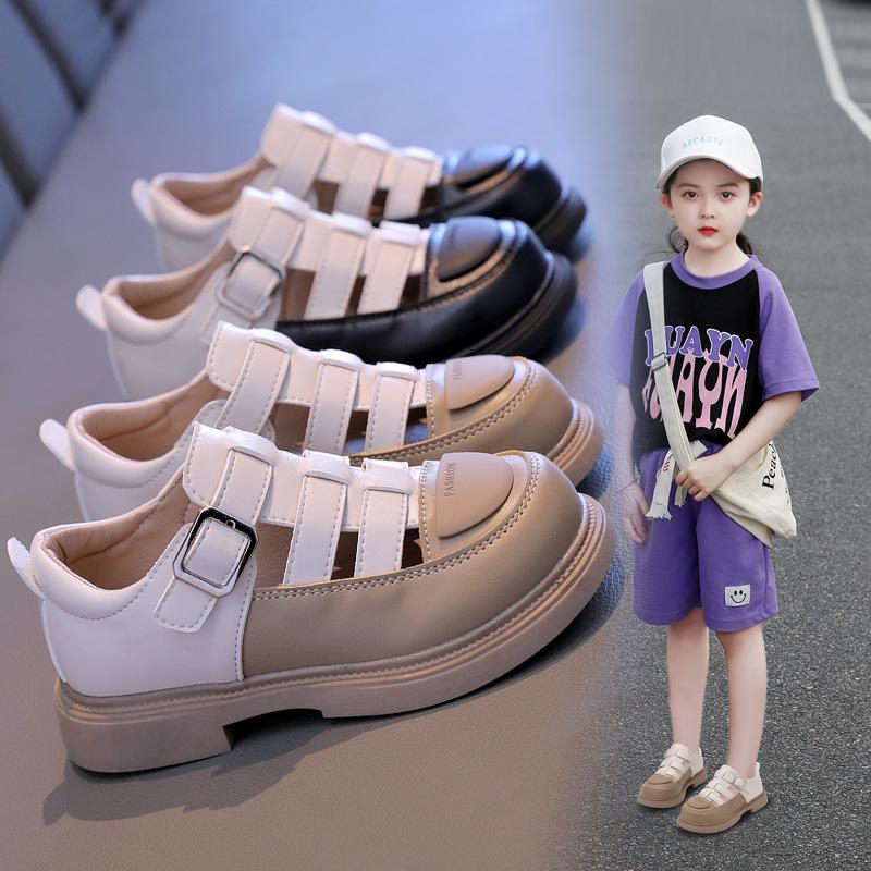 Fashion Summer New Kids Sandals for Girls Fashion Hollow-out Children Causal Roman Sandals Thick Soled Toddler British Style Beach Shoes