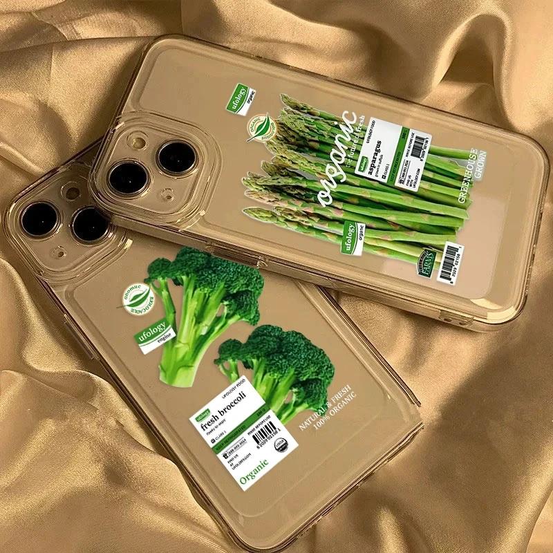 Cauliflower and Broccoli Phone Case iPhone 15 Pro Max 11 12 13 16 14 Plus Silicone Shockproof Transparent Phone Case