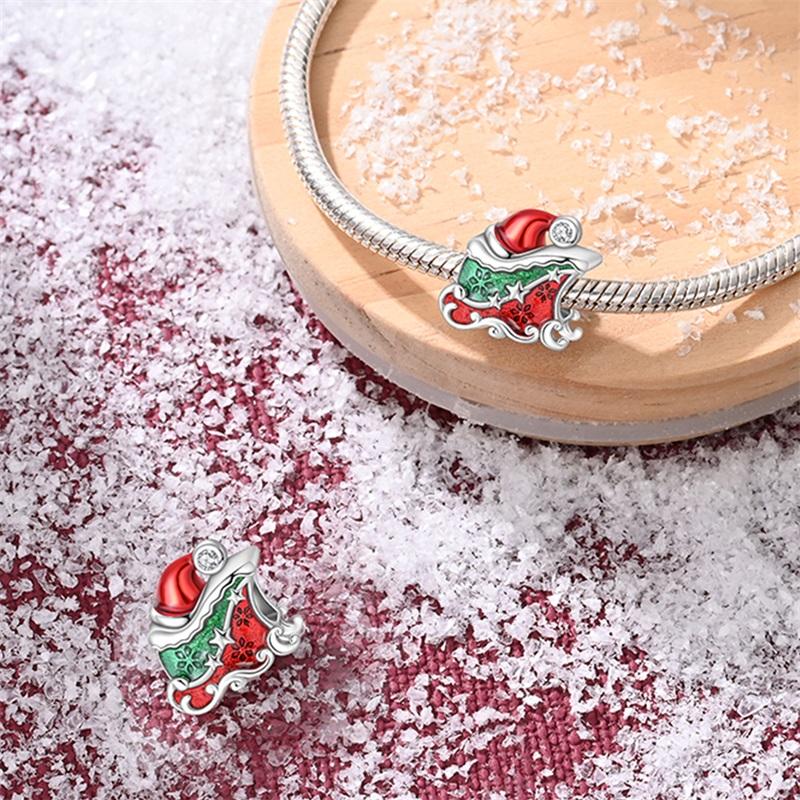 Newcopper Santa Claus Elk Socks Christmas Charms Beads Fit 3Mmoriginal Bracelets Diy Party Jewelry Festival Gifts