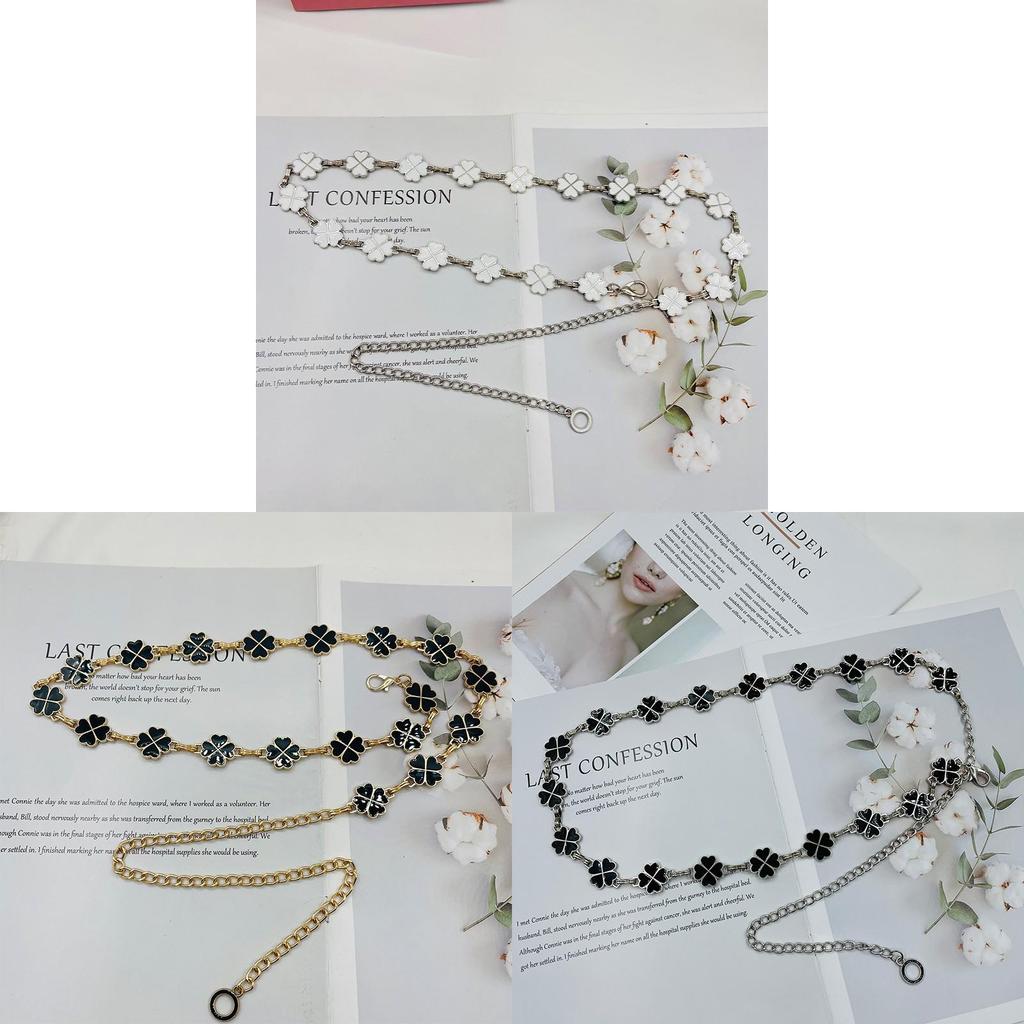 Metal Waist Chain For Women With Four Leaf Clover Pendant Summer Fashion Accessory