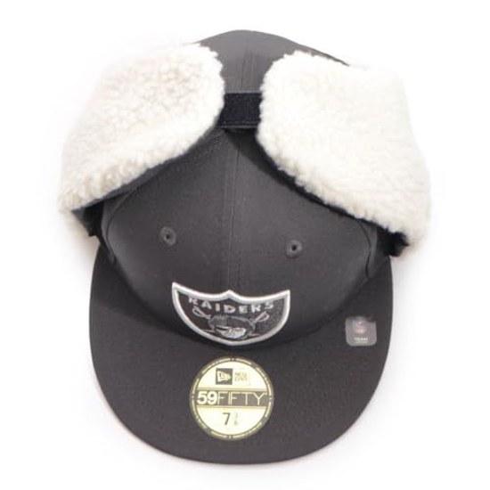 Era 59FIFTY Dog Ear Las Vegas Raiders Dark Pewter Cap Hat Unisex Flap Muff (JP Numeric Size 58.7 cm