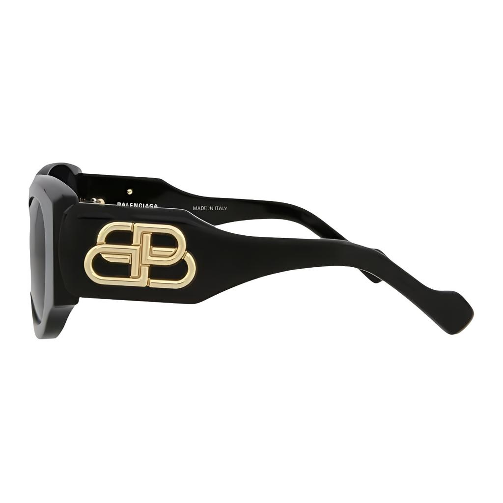 Balenciaga Logo Irregular Shape Sunglasses Women Sunglasses Black BB0070S-30008288-006