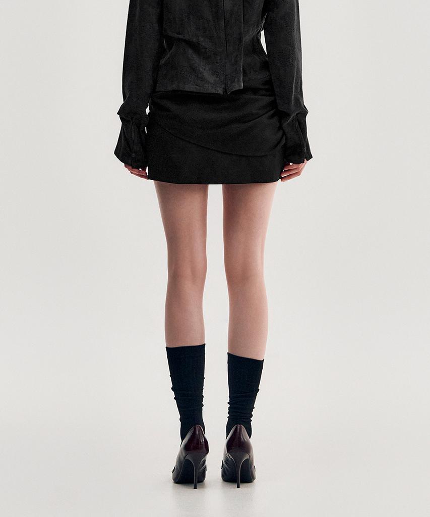 Kimjisu Drape Layered Mini Skirt _ Black