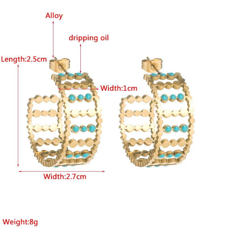 Frauen Einfache C-Form Creolen Edelstahl Titan Stahl Tropf Öl Gold Farbe Geometrische Ohr Ornamente