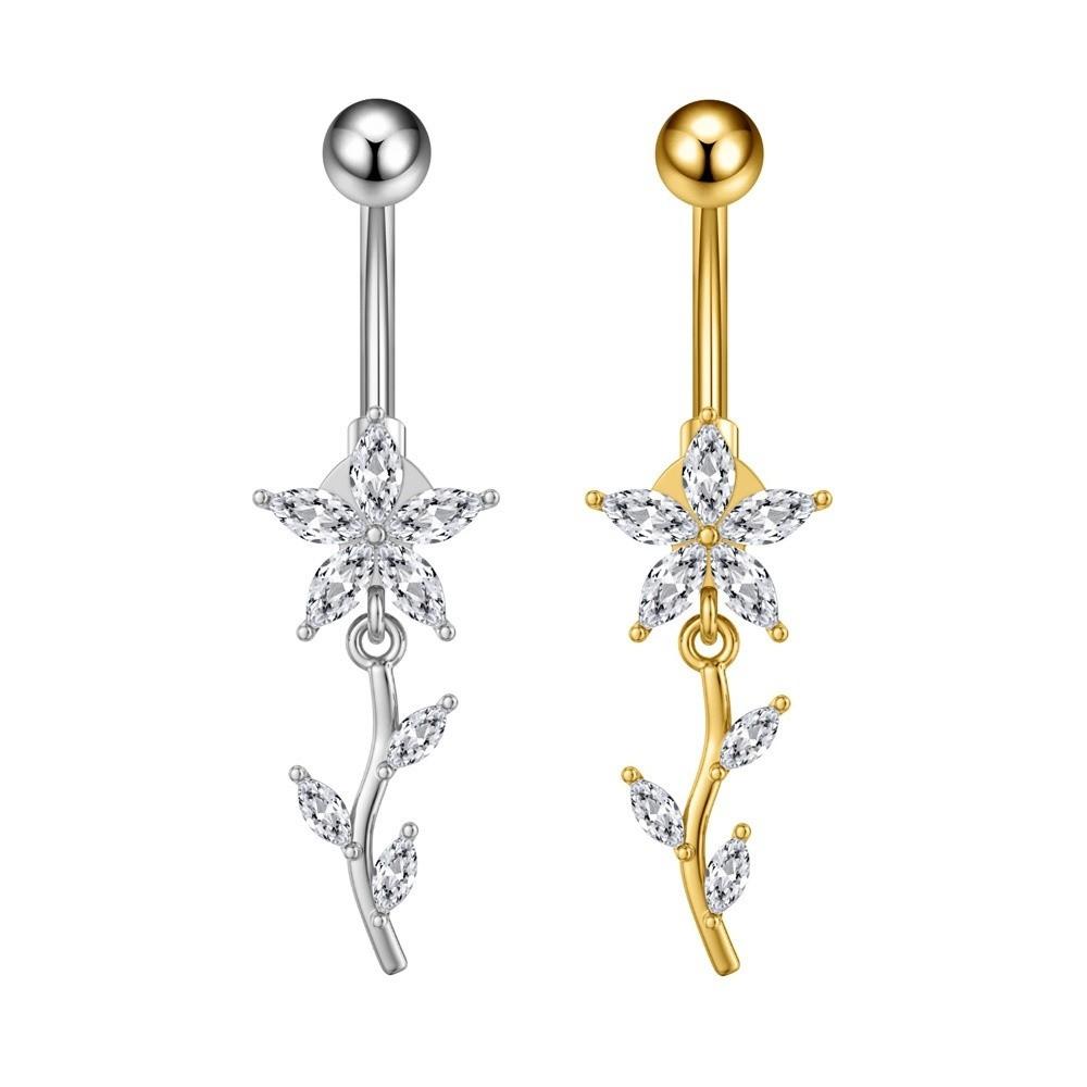 Exquisite Butterfly Chain Navel Ring Stainless Steel Navel Button Fashion Belly Navel Stud Women