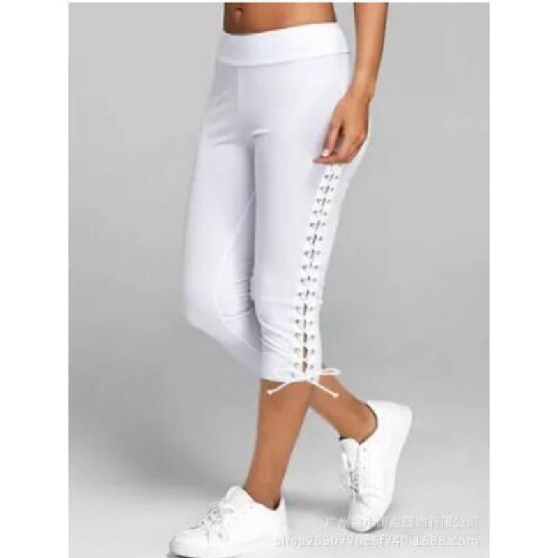 S-5XL Dámské kalhoty s vysokým pasem, zkrácené, s elastickým pasem, bezešvé fitness sportovní legíny plus size