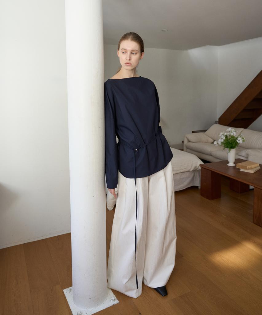 FROMWHERE Boatneck Blouse Navy