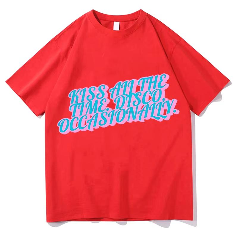 Vintage Kiss All The Time Disco Occasionally T-Shirts Tees Shirt Unisex Fashion Casual Aesthetic Graphic Summer Pure Cotton Tops