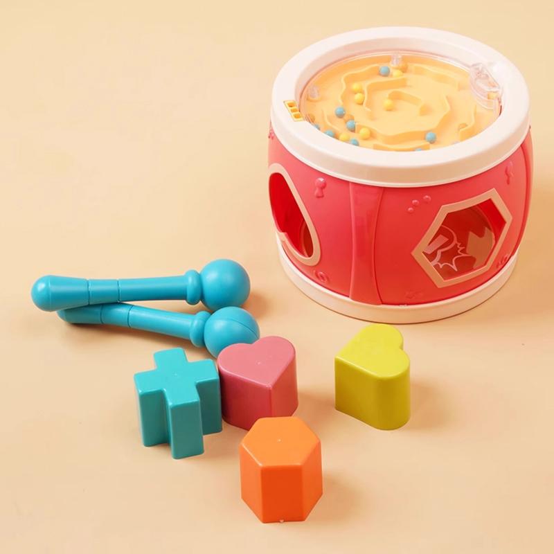 

Kids Multifunctional Drum Toy Clapping Drum Music toy 0-3 years old Educational Shape Matching Toy Musical Instrument Gift розовый