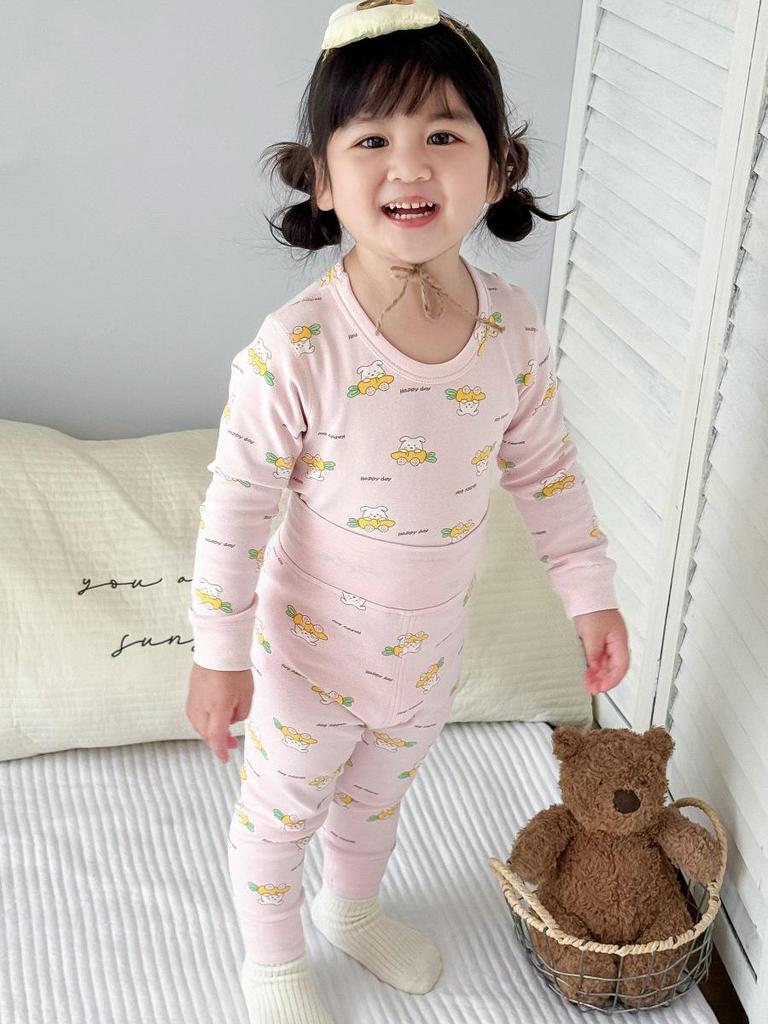 25 Style Baby High-Waisted Cotton Underwear Set for Boys & Girls - Belly Protection, Seamless, Warm Autumn/Winter Homewear