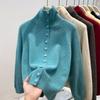 Turtleneck Thickened Sweater Jacket Women's Spring Single-breasted Knitted Cardigan Top Large Size Soft Waxy Sweater