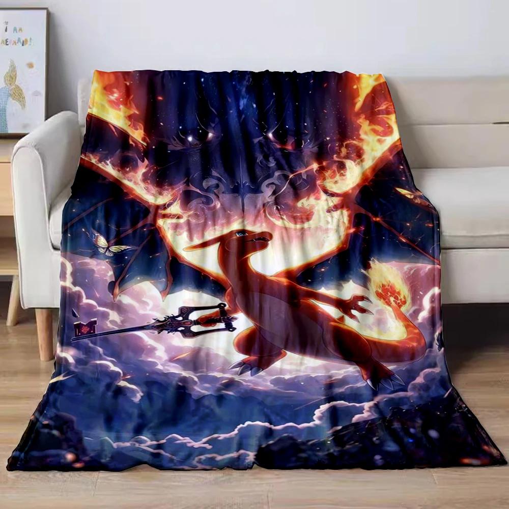 31 Style Anime Pokémon Charizard Cartoon Flannel Blanket for Sofa Home Sofa Student Blankets Children Student Nap Girl Kids Gift