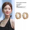Zhao Lusi Inspired High-End Gold Chain Earrings - Retro Hong Kong Style, Light Luxury Ear Hoops 2025