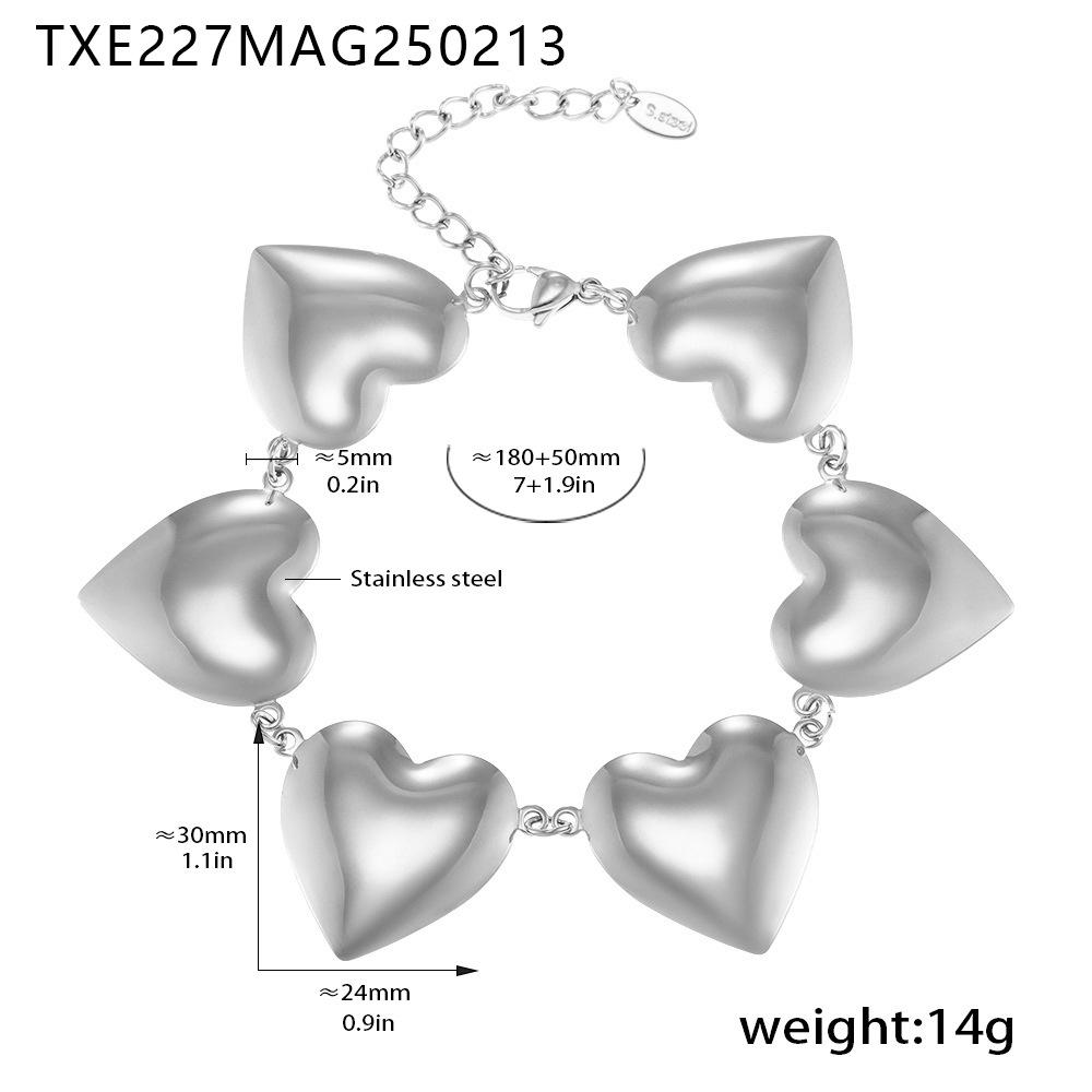 Qiong Yao Heart-shaped Chain Bracelet: European & American Style, Fashionable, Light Luxury, Color Block Design.