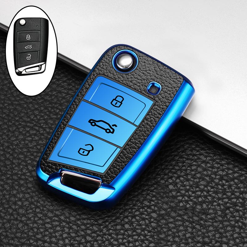For VW Polo Skoda Octavia A7 Kodiaq Seat Ateca Leon Golf 7 MK7 VII Tiguan Soft TPU Car Key Cover Case Shell Fob Holder Protector