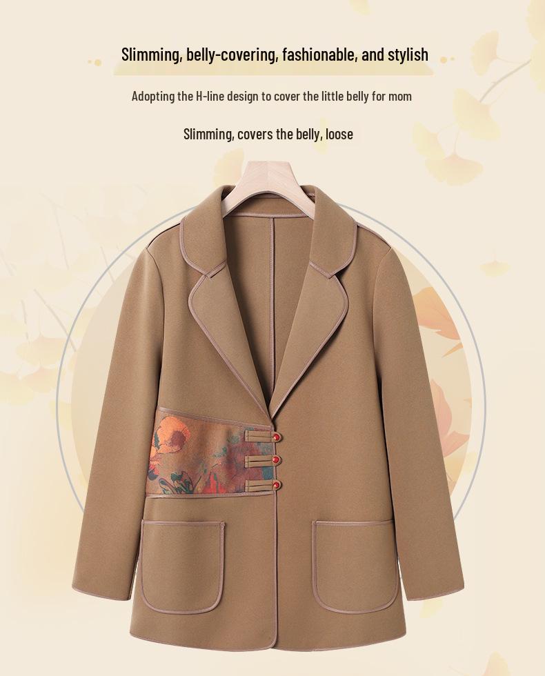 Mom's Chic Spring-Autumn Jacket: Fashionable Plus-Size Cardigan for Middle-Aged and Elderly Women