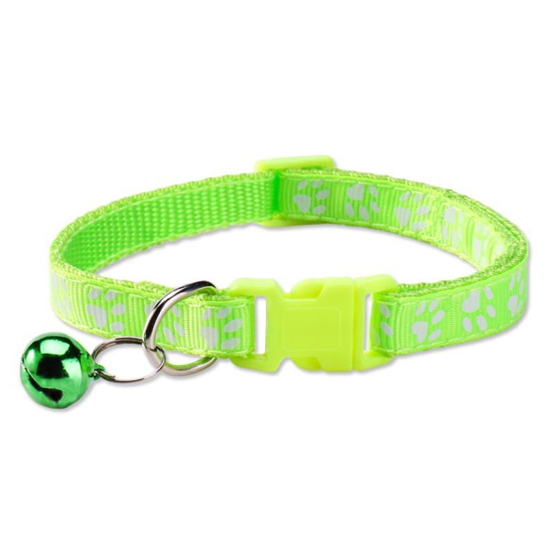 Pet Collar Dog Paw Print Bell Cat Collar Footprint Dog Collar Adjustable Collar