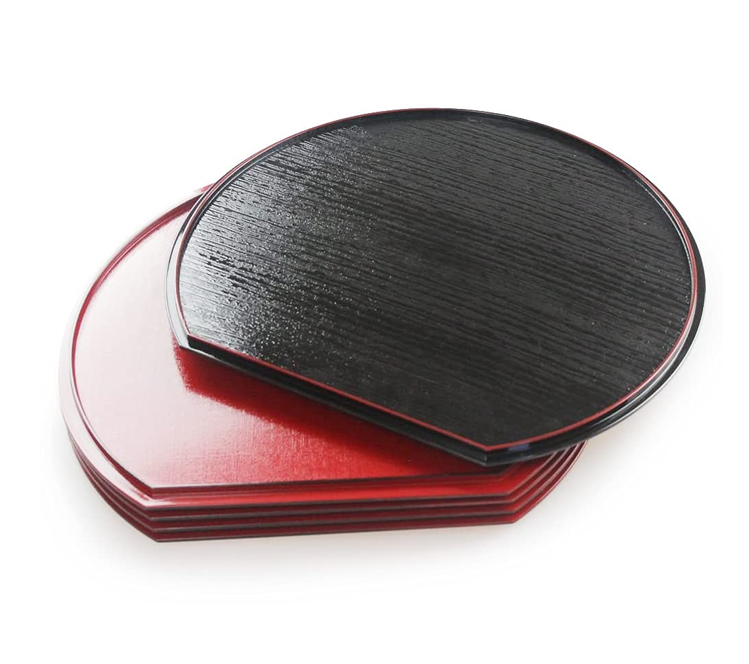 

Fujishiro Kogei Double-Sided Half-Moon Tray (Half-Moon Tray) Set of 5, Non-Slip (36cm (Set of 5))