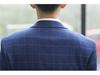 Men's Blue Plaid Slim Fit Blazer & Suit Set - Korean Style Two-Button Casual Tuxedo
