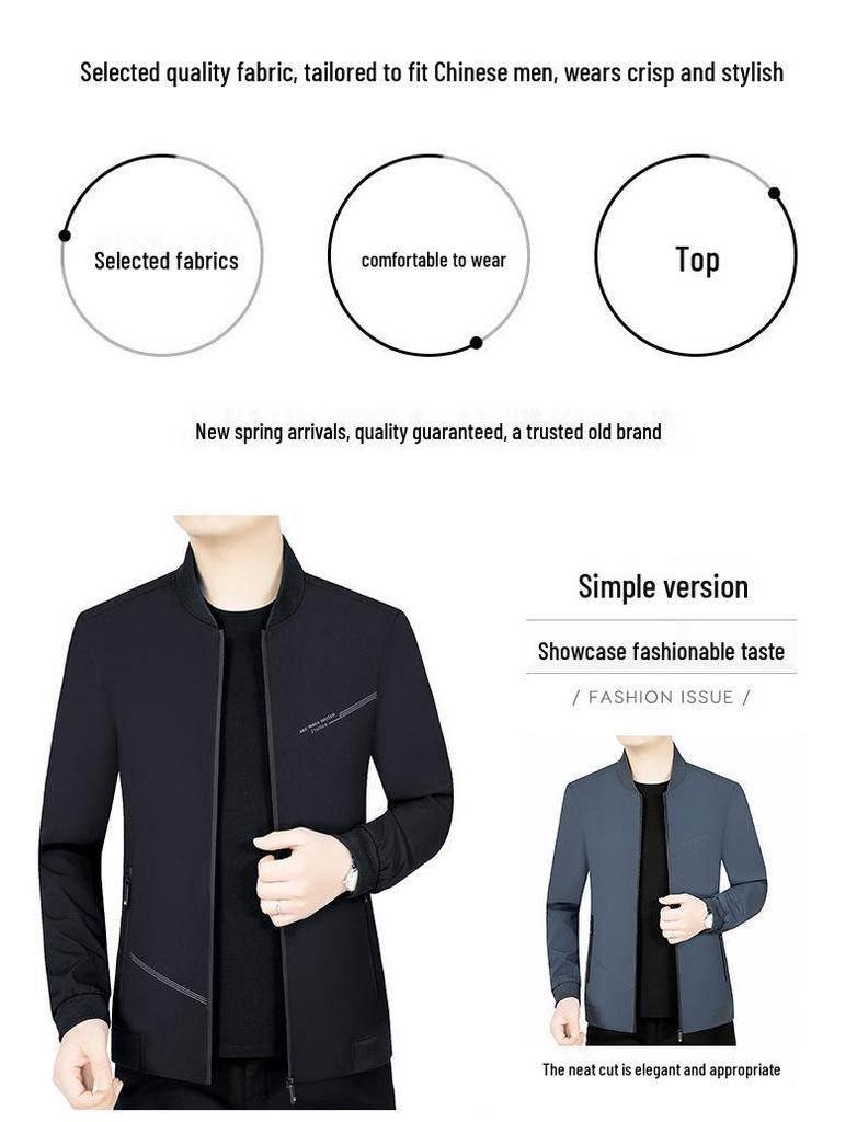 2024 Spring/Autumn Men's Thin Casual Business Jacket - Trendy and Handsome Outerwear