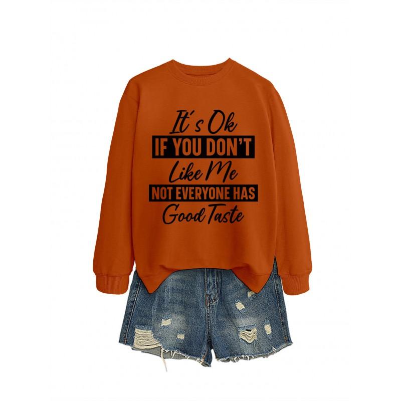 Womens Loose Fit Cotton Hoodie With Print Design Winter Casual Wear