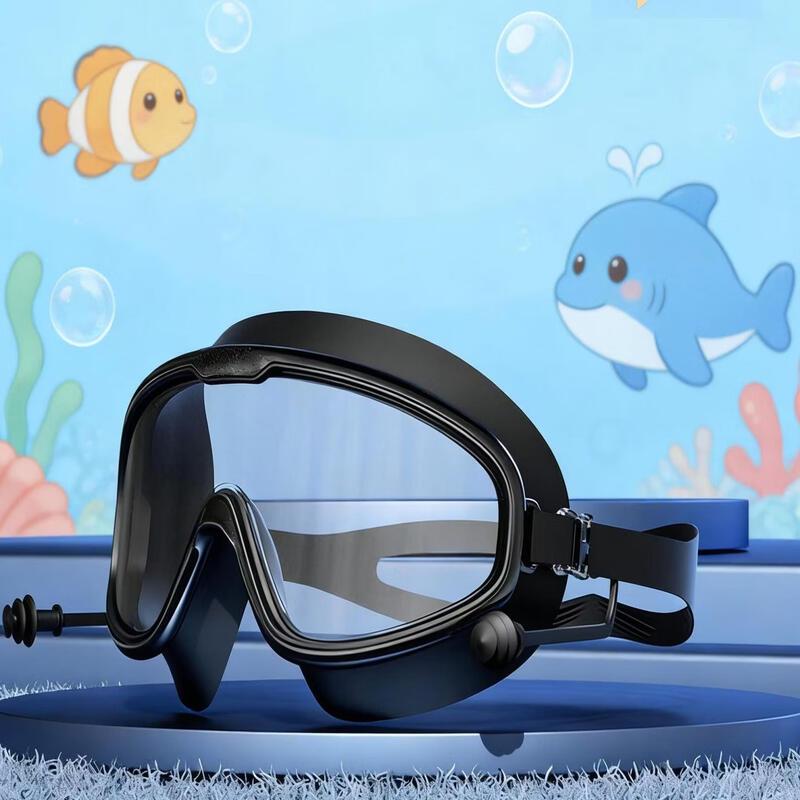 Children's Color Block Large Frame Anti-Fog Swimming Goggles