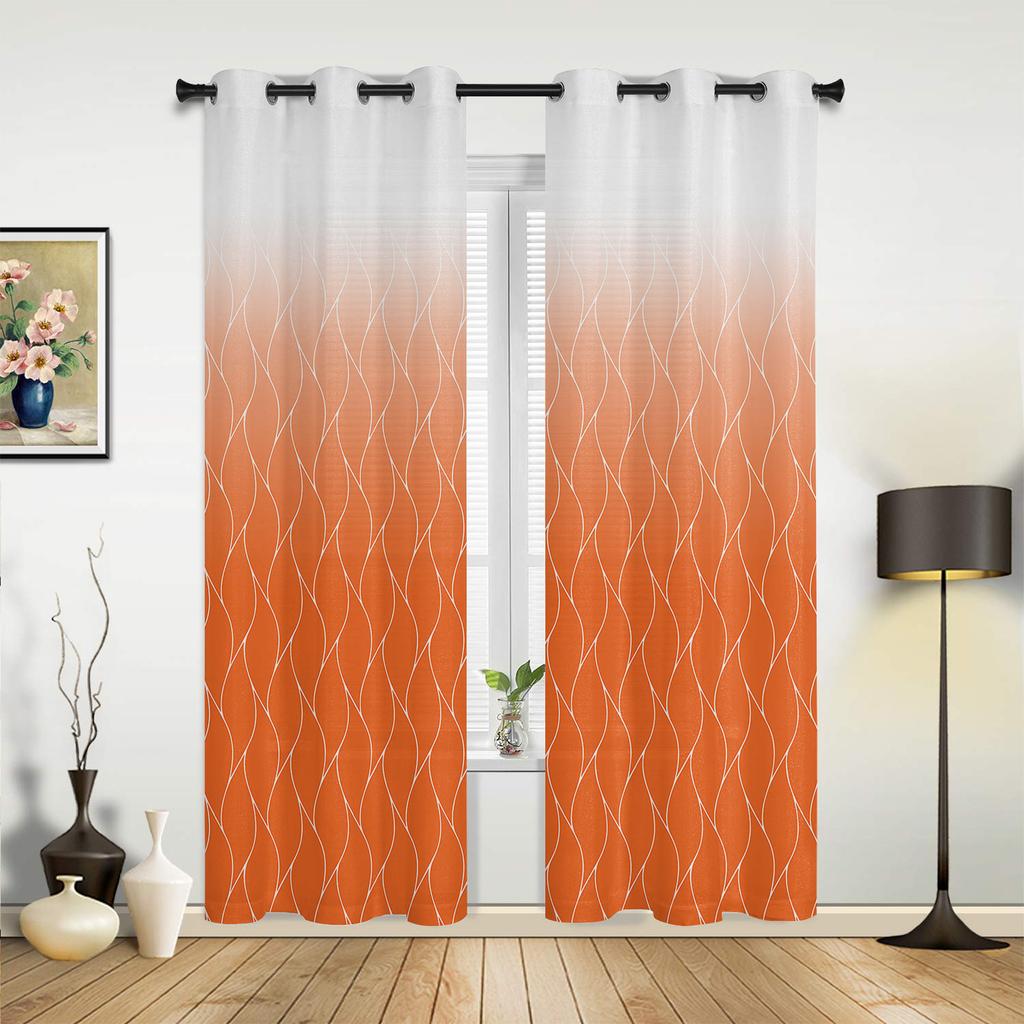 Moroccan Texture Orange Window Curtain Living Room Luxury Valance Curtain for Bedroom Home Kitchen Decor Curtain