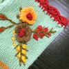 Vintage Multicolor Knitted Gloves with Floral Winter Warm Fingerless Gloves Knit Gloves for Girls Women