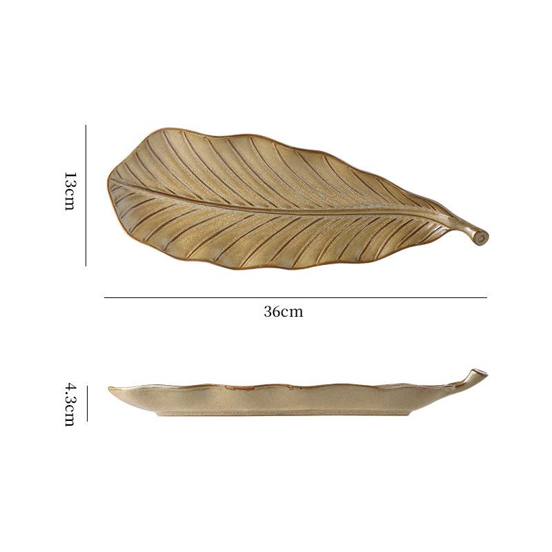 Retro Einfache Blatt Sushi-Platte Keramik Ofenwechsel Haus Restaurant Hotel Teller Fortgeschrittener Atmosphärischer Stil