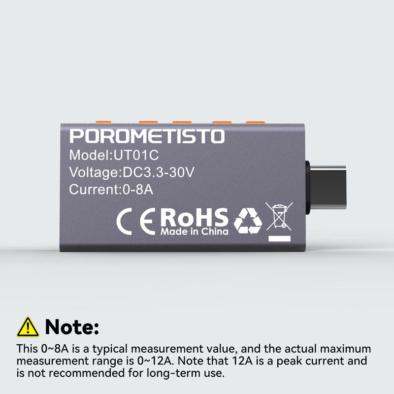UT01C Type C Tester 4V-30V 12A Voltmeter Ammeter TYPE-C Fast Charge Detection Trigger Capacity Measurement Ripple Measurement