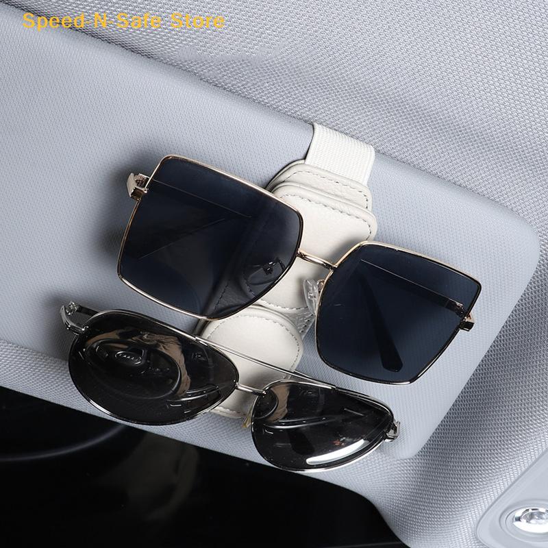 Leather Magnetic Eyewear Holder for Car Visor Sunglasses Clip Quick Installation Eyeglass Storage for Driving Convenience