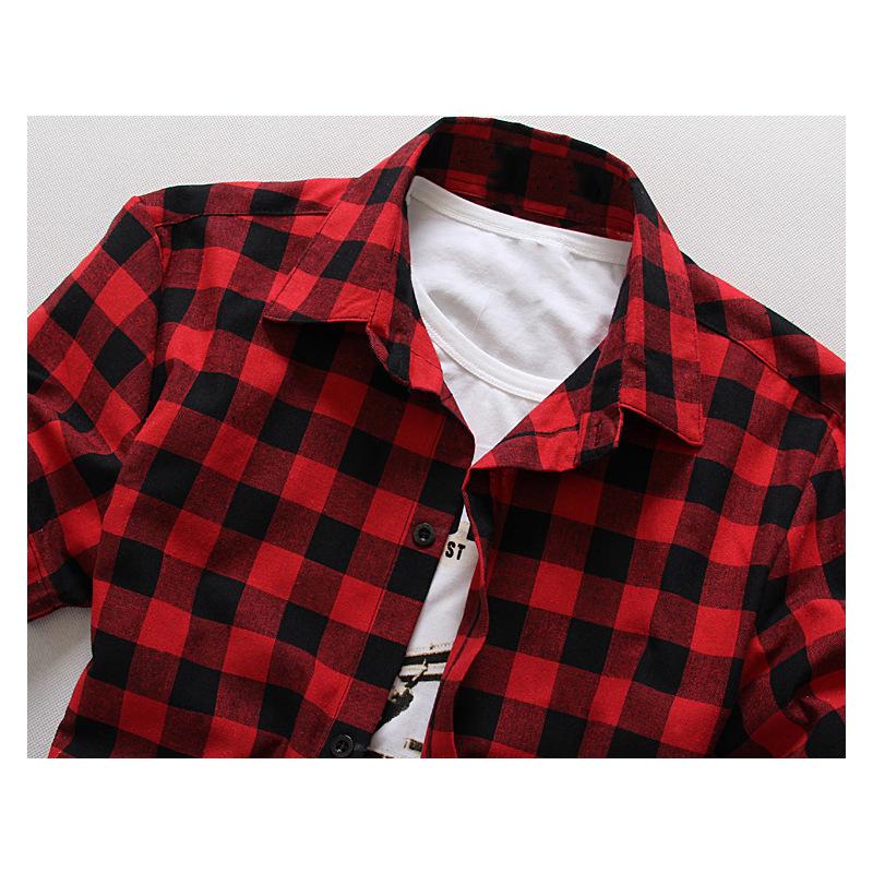 Plaid Shirt Summer Fashion Men's Short-sleeved Plaid Shirt