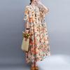 Johnature Vintage Print Breathable Dress Women Spring Summer Casual O-neck Bohemian Loose Feamle Dresses