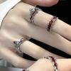 Punk Finger Rings Red Flame Open Finger Rings Adjustable Finger Rings Metal Material Jewelry Gift for Men Women Girls