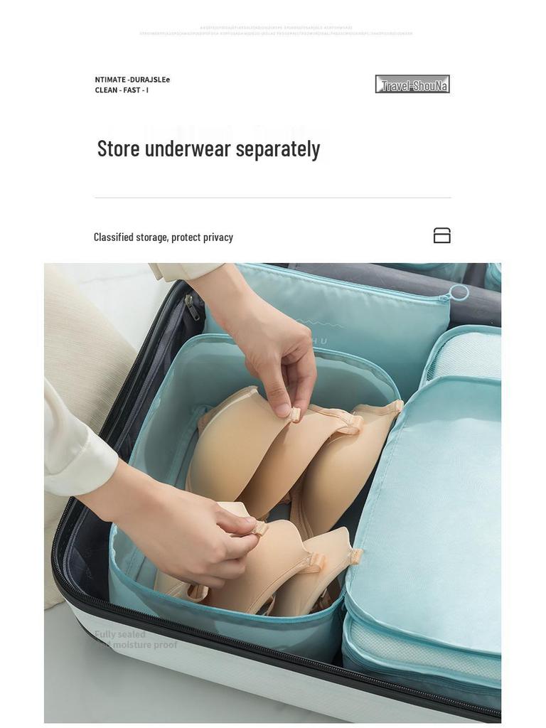 8-teiliges Reiseaufbewahrungsset: Unterwäsche-, Schuh- und Kleider-Organizer-Taschen