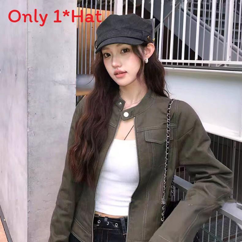 Retro Flat Top Beret For Ladies With Adjustable Fit And Sun Protection In Polyester Fabric For Autumn Wear