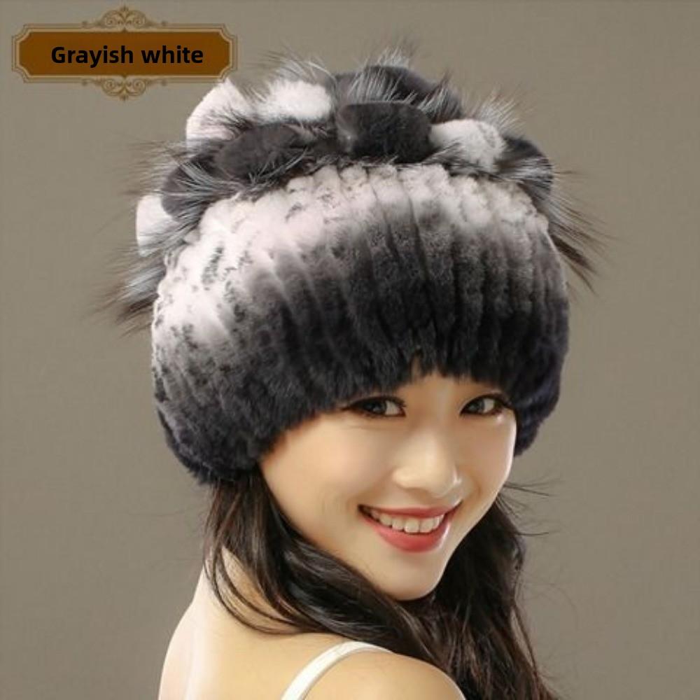 Женские зимние шапки Шапки из меха кролика рекс Женские шапки Зимние меховые шапки Шапки из кроличьего меха Женские зимние теплые шапки с защитой ушей Шерстяные шапки one size грязно-белый